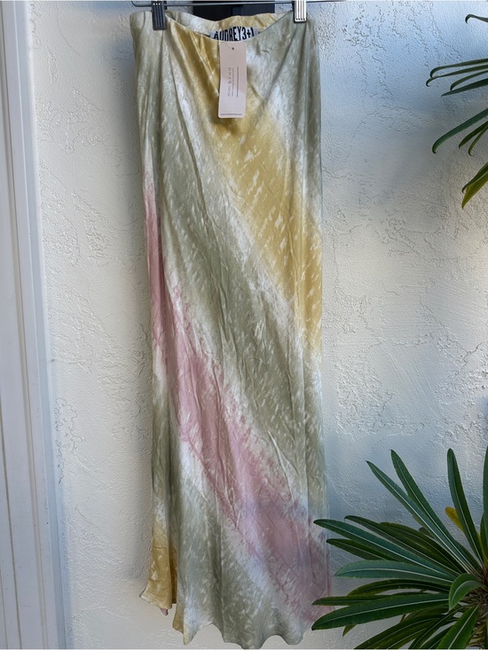 Audrey 3+1 Dresses & Skirts - Audrey 3+1 Pastel Tie-Dye Satin Maxi Skirt - Pink, Green, Yellow, Small, XS